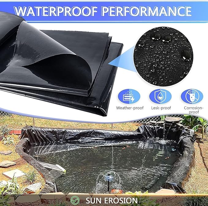 ToLanbbt Pond Liner 15 FT x 20 FT HDPE Pond Liners, 20 Mil UV Resistant - Image 4