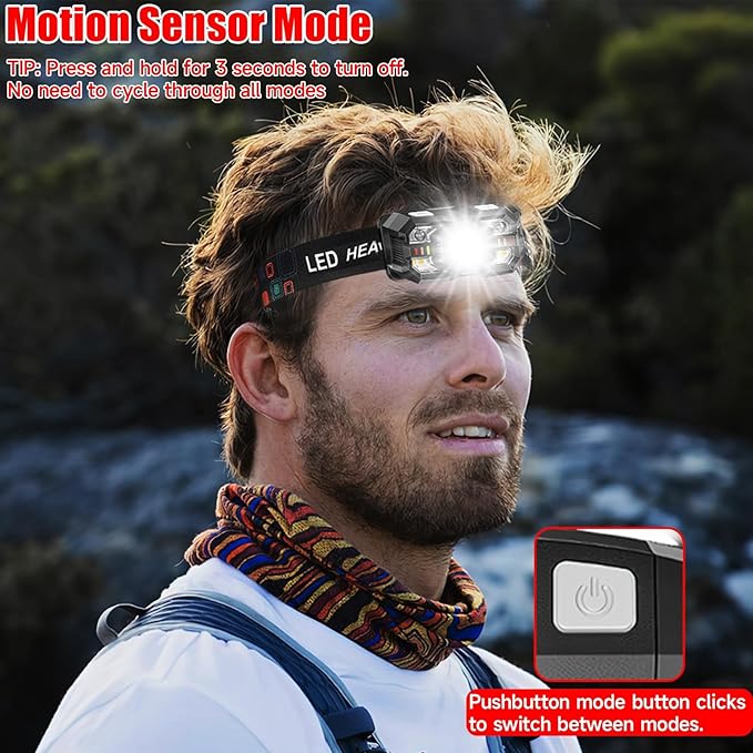 Headlamp Rechargeable 6Pack, 3000 Lumen Ultra-Light Bright Headlamp Flashlight - Image 4