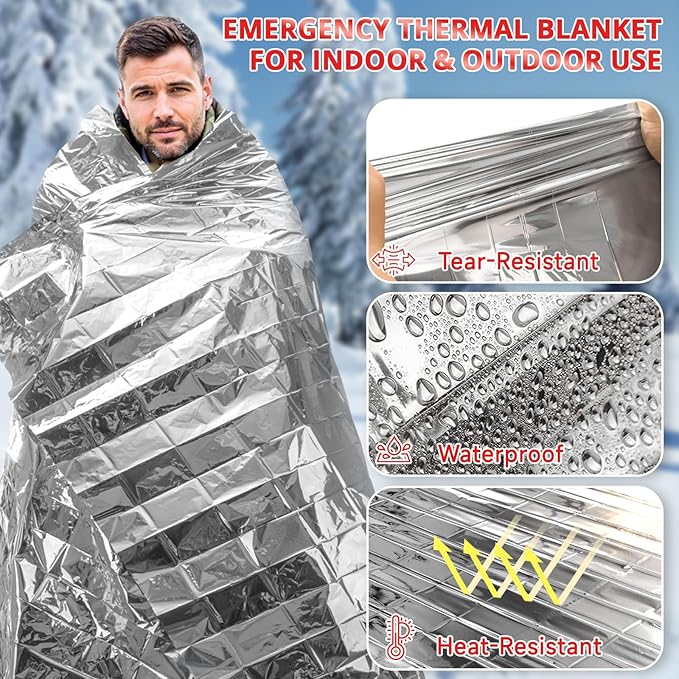 SecuCaptain Survival Emergency Thermal Blankets: 100 Pack Extra Large 84” x63” - Image 5