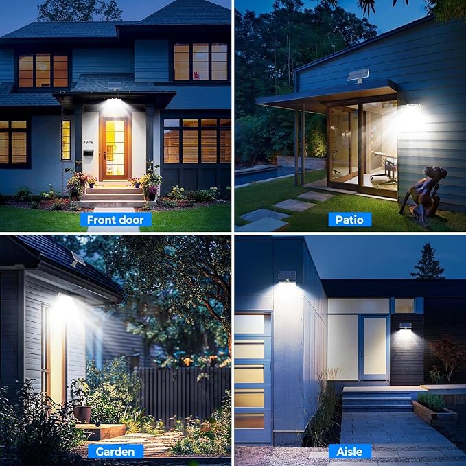 Peasur 1 Pack Solar Motion Lights Outdoor, 318 LED Solar Security Light - Image 6
