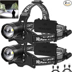 azamine LED Headlamp Rechargeable 2Pack, 99000 Lumens Bright Head Lamp by azamine