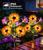 KOOPER Solar Garden Lights Outdoor Decor, Upgraded 4 Pack Solar Sunflower Lights - Image 6