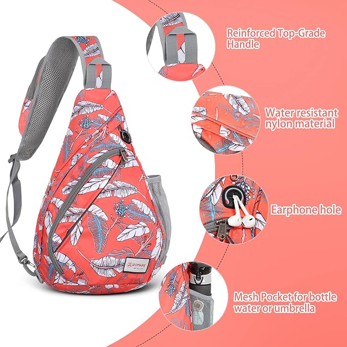 ZOMAKE Sling Bag, Small Crossbody Sling Backpack, Water Resistant Shoulder - Image 2