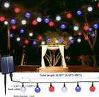 Joomer 4th of July Red White Blue Solar String Lights, 39FT 60LED Waterproof - Image 3