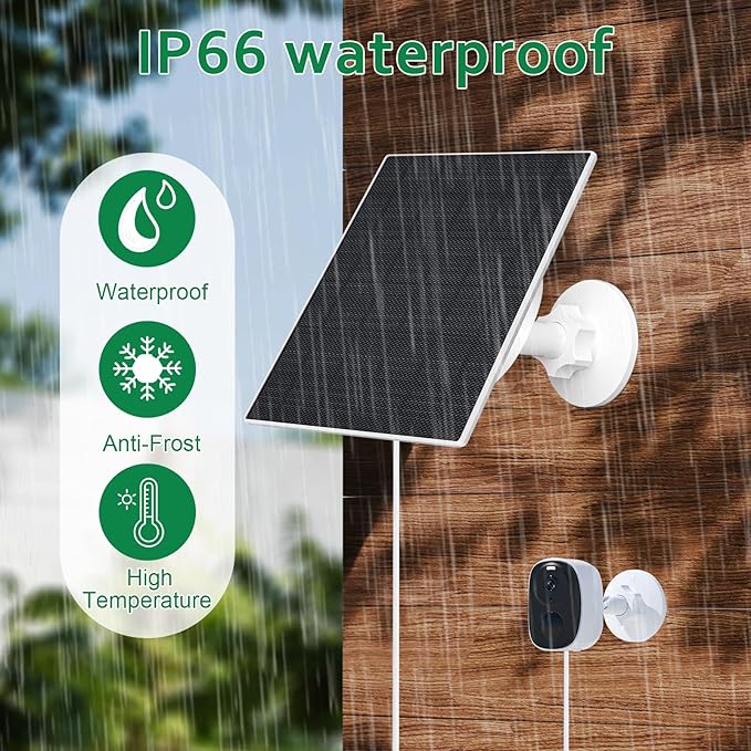Zivif 10W Solar Panel for Security Camera, 10400mAh Built-in Battery, 5V - Image 6