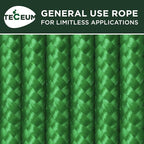 TECEUM Rope – 90 Feet x 3/8 Inch – Green – Strong All-Purpose Utility Rope – - Image 9