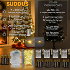 suddus 66ft 200 LED Outdoor String Lights, Fairy Lights Battery Operated - Image 5
