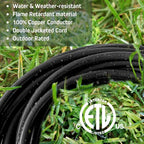 50FT Black Outdoor Extension Cord, Evenly Spaced 6 Outlets Plugs - Image 8