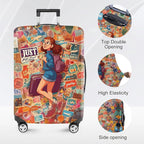 ANNA QUEEN Vintage Travel Stickers Gir Luggage Cover -Stretchable Airplane - Image 2