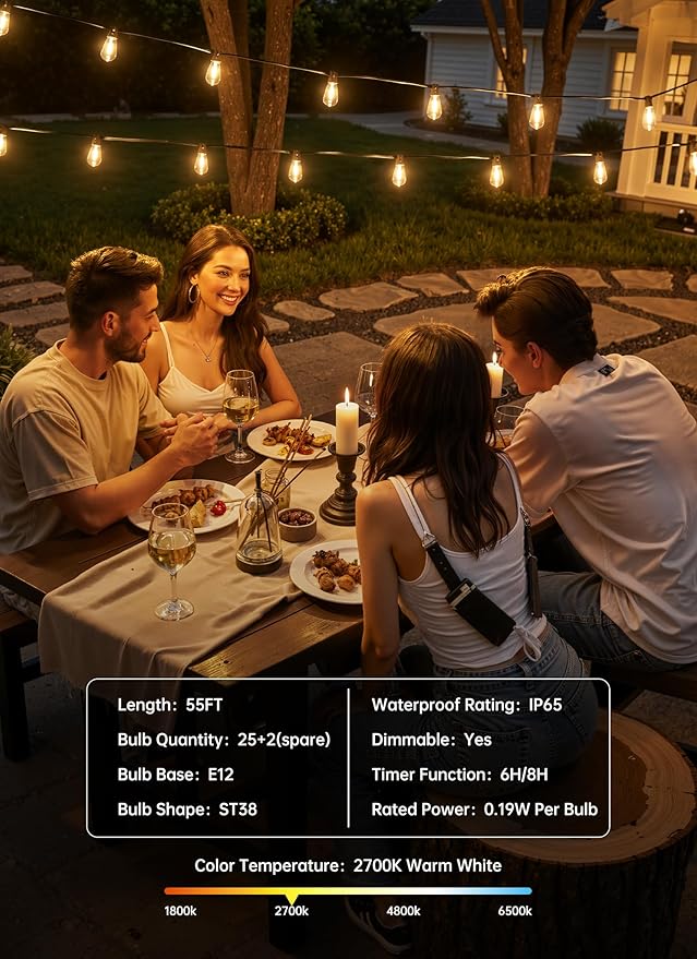 Minetom 55FT Outdoor String Lights - Image 7