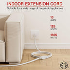 16/3 Short Extension Cord 8 FT, Indoor 3 Prong Power Cable, Suitable - Image 3