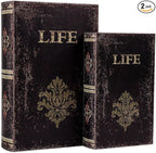 SICOHOME Decorative Book Box Set of 2 Wood Faux Book Box by SICOHOME