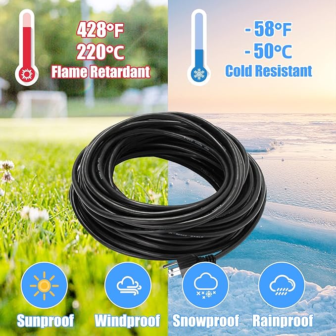 UL Listed Outdoor Extension Cord 3 Prong 15 FT SJTW 16/3 Gauge 13A 125V 1625W - Image 5