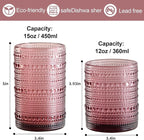 ZMOWIPDL Vintage Glassware Drinking Glasses Set of 12, Embossed Water Tumbler - Image 2