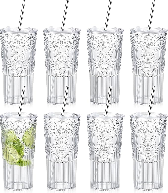 8 Set 20oz Vintage Plastic Tumbler by Unknown