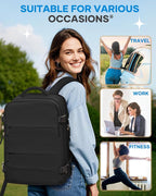 coofay Large Black Travel Backpack - Image 9