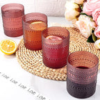 18PCS Plastic Hobnail Drinking Glasses - 14 Oz Burgundy Vintage Glasses Mixed - Image 5