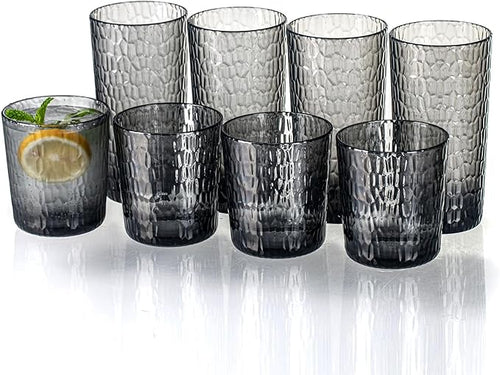 15oz and 22oz Grey Acrylic Glasses Drinkware, Honeycomb Stackable Shatter-Proof by MIYOPESI
