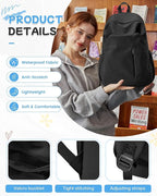 SEAFEW Black Backpack for School, High School Bookbag Back Pack for Teens Girls - Image 5