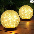 ASOMST 2-Pack Garden Solar Lights Outdoor, Cracked Glass Ball Light Waterproof by ASOMST