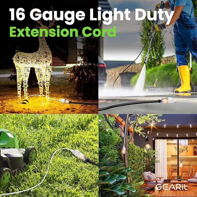 GEARit 10 Ft Extension Cords 16/3 Gauge 360° Rotating Plug Outdoor/Indoor SJTW - Image 2