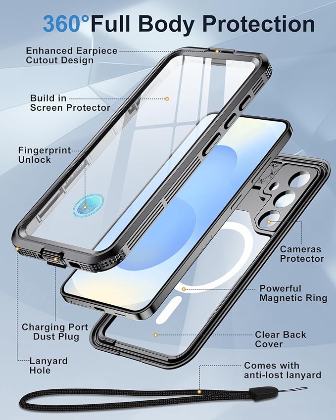 for Samsung Galaxy S25 Waterproof Case, Magnetic Heavy Duty Military Grade - Image 4