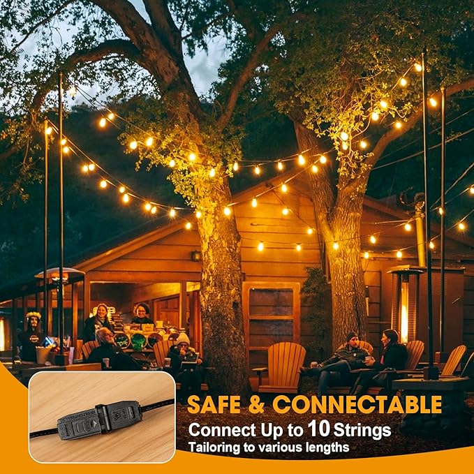 GvvooHome 100FT LED Outdoor String Lights, Commercial Grade Patio Lights - Image 7