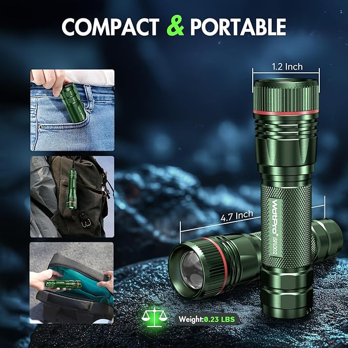 WdtPro Rechargeable Flashlights High Lumens, 1 Pack 10H Long Lasting Super - Image 5