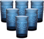 ZMOWIPDL Vintage Glassware Drinking Glasses Set of 6, 13 oz Blue Textured by ZMOWIPDL