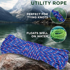 TECEUM Rope – 150 Feet x 1/4 Inch – Patriot Mix – Strong All-Purpose Utility - Image 3