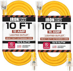 IRON FORGE CABLE 2 Pack of 10 Foot Outdoor Extension Cords by IronForgeCable