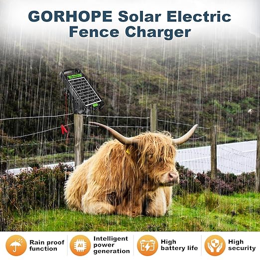 10 Miles Solar Powered Electric Fence Charger, Output 0.18J Electric Fence - Image 4