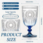XUWAIDSGN 6Pcs Plastic Vintage Wine Glasses 13.5oz Reusable Embossed Goblet - Image 2