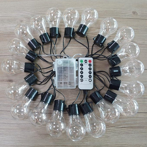 14ft Battery Operated 20 Hanging Bulb 100 LED String Lights, Vintage Commercial - Image 2