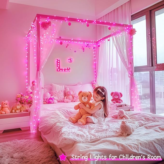 JMEXSUSS 33ft 100 LED Pink Battery Operated Lights - Image 5