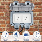 Outdoor Power Outlet Box with 32.8Ft Extension Cord, NEMA 5-15R, STW 14 AWG - Image 4