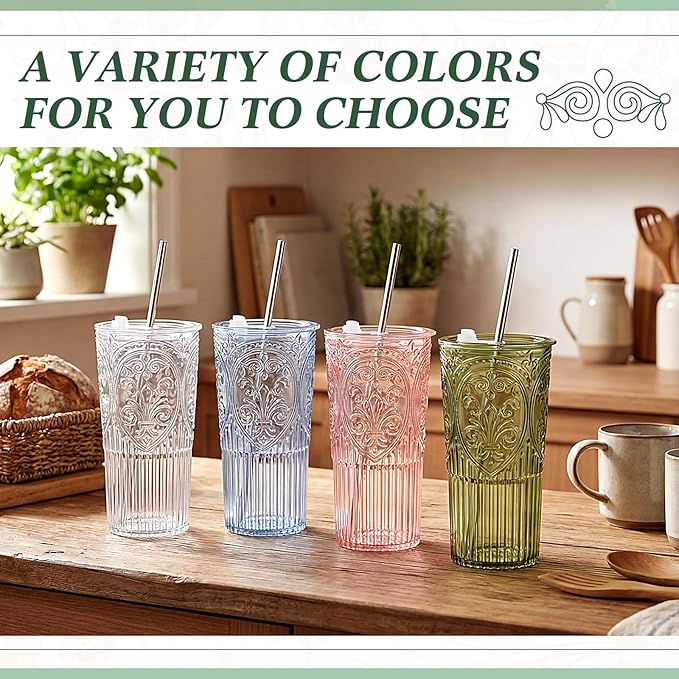 8 Set 20oz Vintage Plastic Tumbler - Image 5