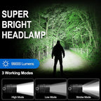 SKNSL Rechargeable Headlamp, 99000 Lumens Super Bright LED Head Lamp - Image 2