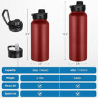 VEGOND 32 oz Insulated Water Bottle Stainless Steel Metal Water Bottles - Image 4