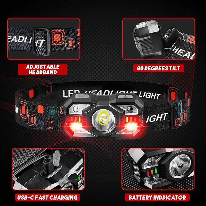 Headlamp Rechargeable 90Pack, 3000 Lumen Ultra-Light Bright Headlamp Flashlight - Image 3