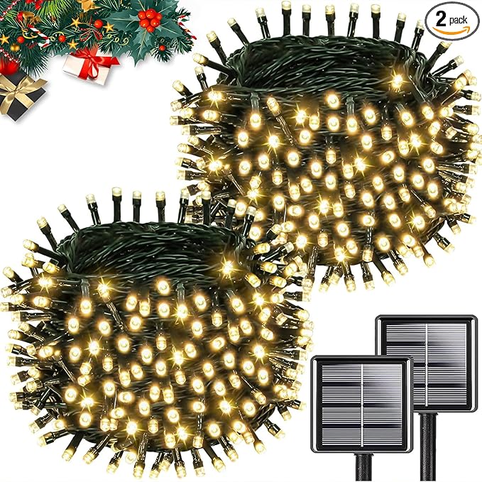 Upgrade 2Pack 200LED Solar String Lights by KAQ