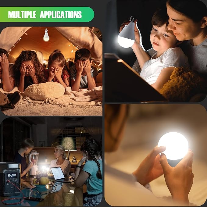 DEBAOBULB 4 Pack Rechargeable Emergency Light Bulbs, Battery Powered LED Light - Image 8