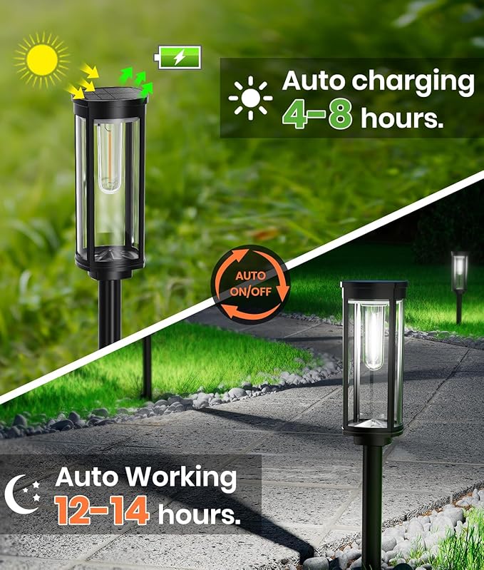 NEWMESSI 12 Pack Solar Pathway Lights Outdoor, Super Brightness IP65 Waterproof - Image 5