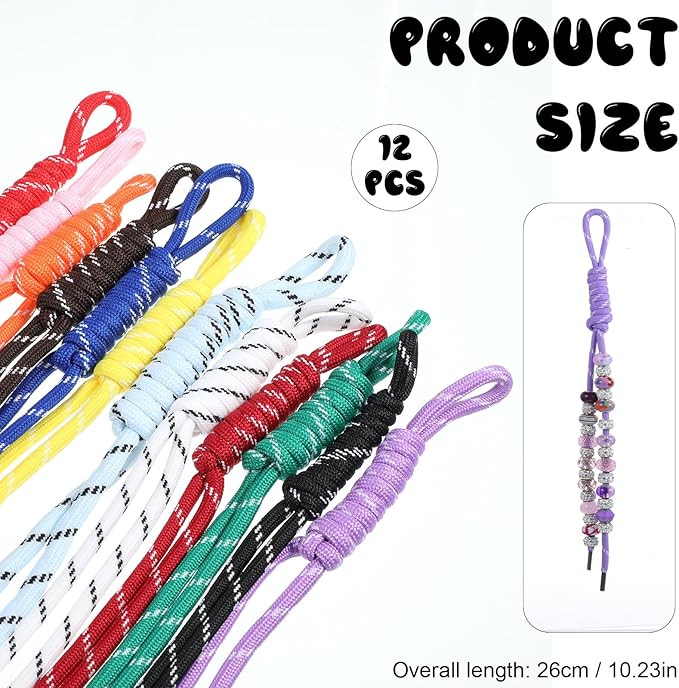 12 PCS Paracord Keychain Bag Charms, Colorful Paracord Rope Keychain Braided - Image 2