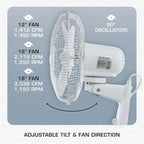 Hurricane Supreme 12” Portable Oscillating Wall Mount Fan, Space Saving - Image 4