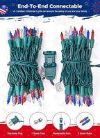 Red White Blue Mini Christmas Lights, 13ft Waterproof Lights - Image 4