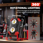 YZONI 2 Pack LED Work Light Rechargeable, 2 COB 2500LM Folding Portable Flood - Image 3