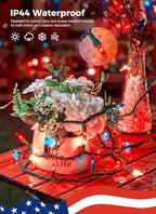 Red White Blue Mini Christmas Lights, 13ft Waterproof Lights - Image 2