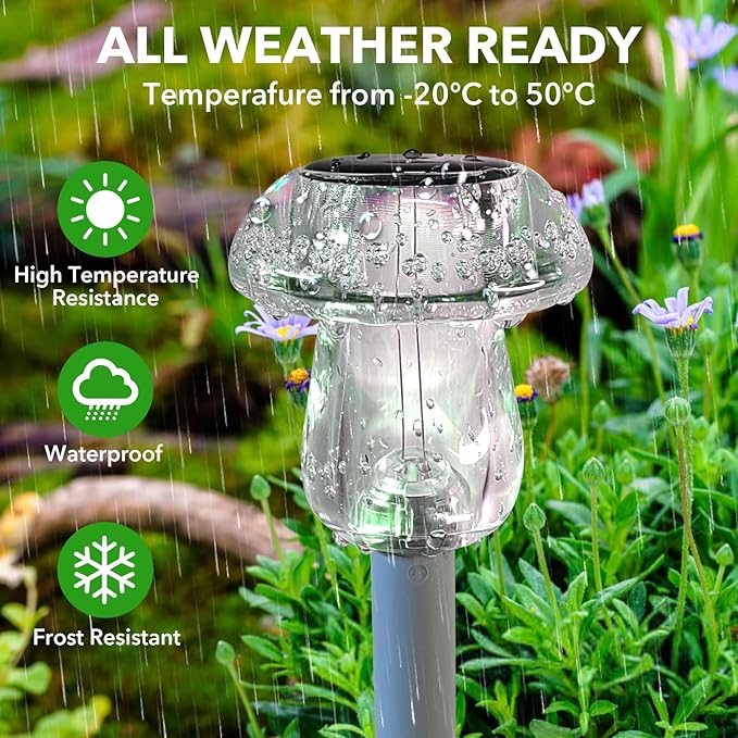 Benany Solar Lights Outdoor, 8 Pack Mushroom Lights Outside Waterproof - Image 5