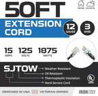 Iron Forge Cable Oil Resistant 12 Gauge Extension Cord 50 ft, 12/3 SJTOW 50 - Image 2